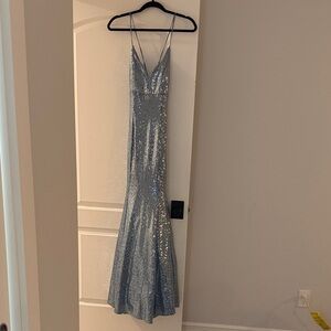 Sparkling Silver Evening Gown